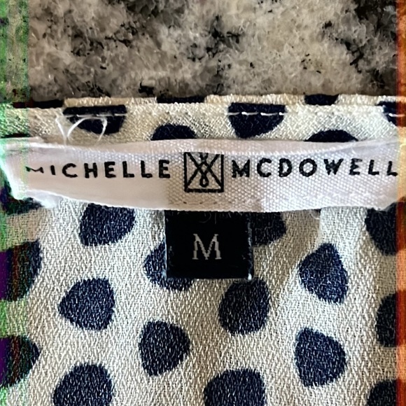 Michelle McDowell Polka dot peplum hem ruffle top Medium - Picture 5 of 6
